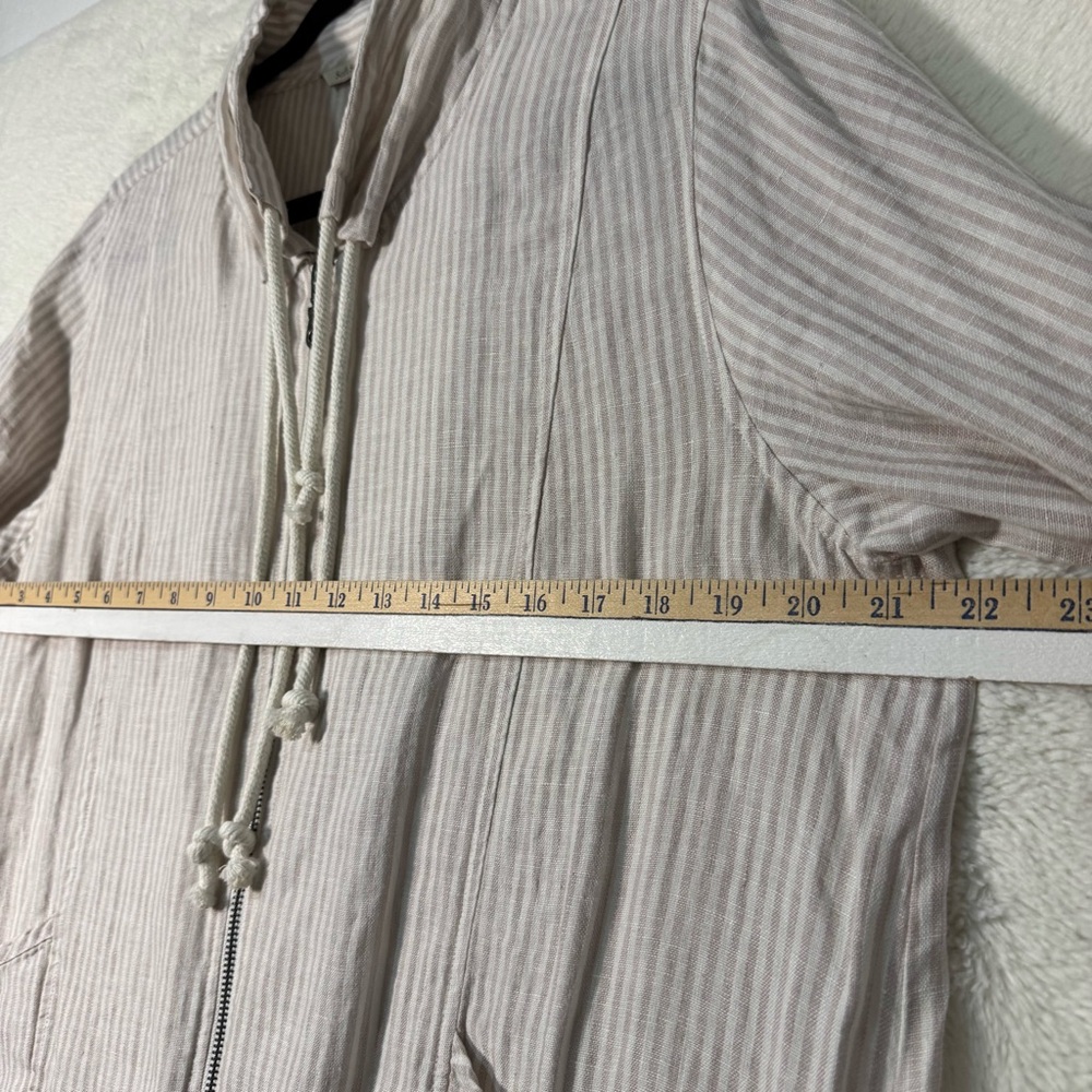 Soft Surroundings Full Zip Linen Jacket Tunic Women’s Large Beige Stripes Casual - Picture 7 of 8